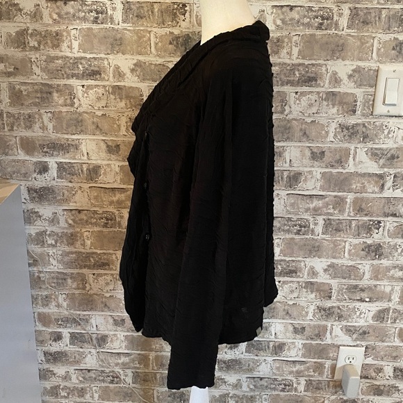 Horny Toad Black Button-Up Cardigan with Scarf Collar. Raised Pattern. Size L. - Picture 4 of 12